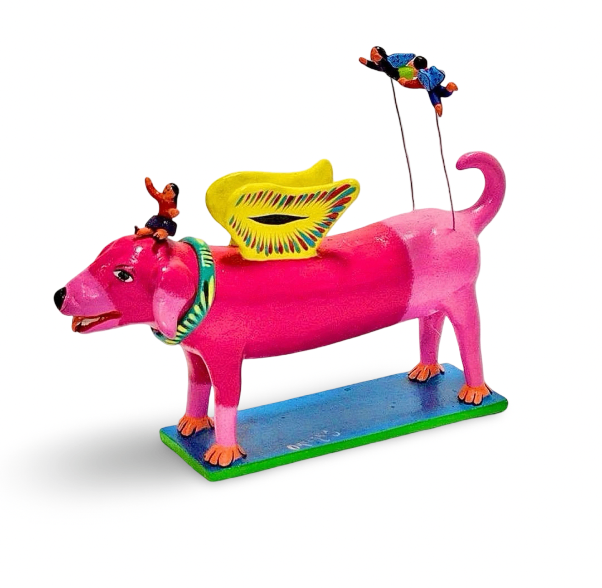 Pink Dog Bench Sculpture